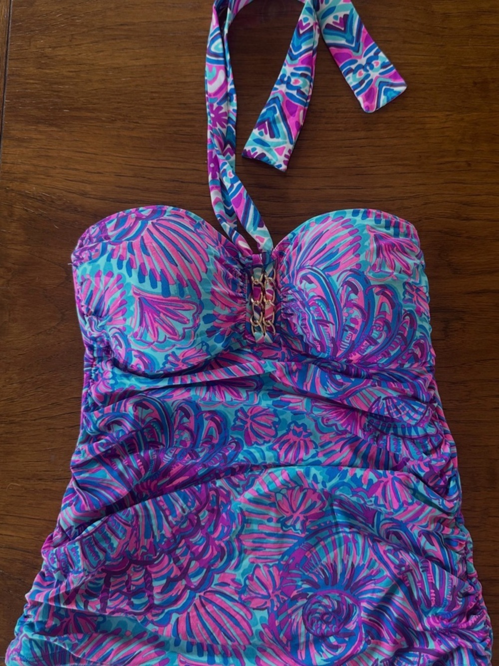 Lilly Pulitzer Pink & Turquoise Tankini Swimsuit Top Size 4